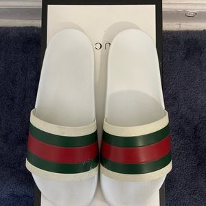 Gucci Slides Men’s Rubber Sandal White Size 9 Pre-Owned With Box 308234 GIB10